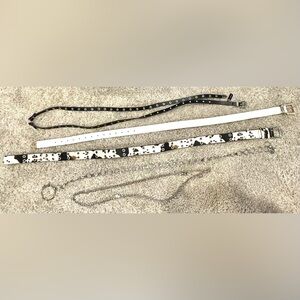 Lot of 5 Women’s Adjustable Belts Urban Outfitters White Leather/Cow Print/Chain